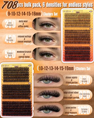 Wispy Lash Clusters Kit 708pcs | 30D-100D Fluffy Eyelash Extensions