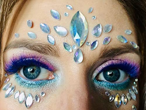 Glow in the Dark Face Jewels 2 Pack - Luminous Crystal Stickers
