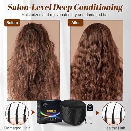 Hair Steamer Cap with 10-Level Heat & 3 Timers for Deep Conditioning