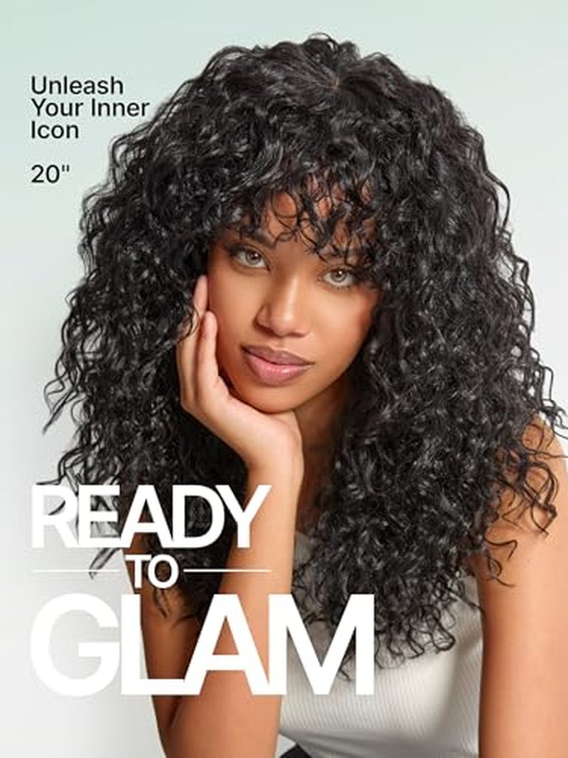 Frodio 20-Inch Curly Wig with Bangs - 200% Density Glueless Wig