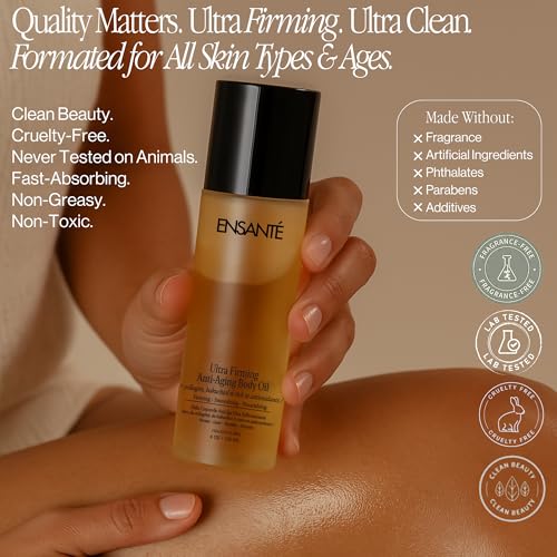 Body Firming Oil with Collagen Peptides, Cellulite Massage Oil, Body Glow Oil, Firming Body Oil for Women, Unscented Body Oil for Skin Tightening & Smoothing, Fast Absorbing, Non Greasy