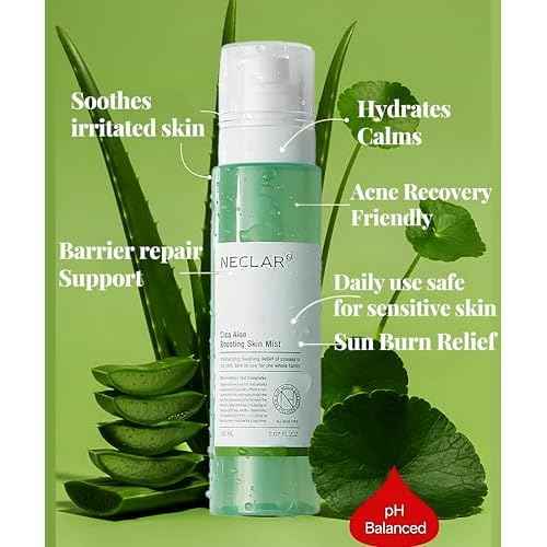 CICA Aloe Hydrating Toner Spray for Face - pH Balanced Facial Mist - Aloe Vera and Centella Asiatica - for Acne Prone and Sensitive Skin - Korean Skincare for Redness, Dryness