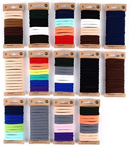 Biodegradable Eco Friendly Elastic Thick 8mm Large Hair Ties for Women & Men - Organic No Crease - Cotton Natural Rubber Ponytail Holders - Hair Ties for Buns - Plastic Free Hairbands (12 Pcs, Black)