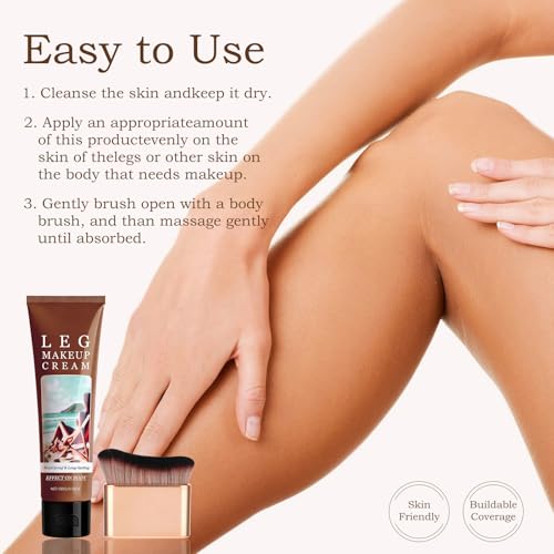 Waterproof Leg Makeup Cream with Brush - No Transfer Body Concealer