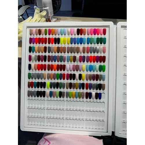 Acycoin2A 528 Nail Gel Polish Display Chart Acrylic Nail Art Sample Book Salon Color Exhibit Tools Showing Shelf with False Tips and Number Sticker