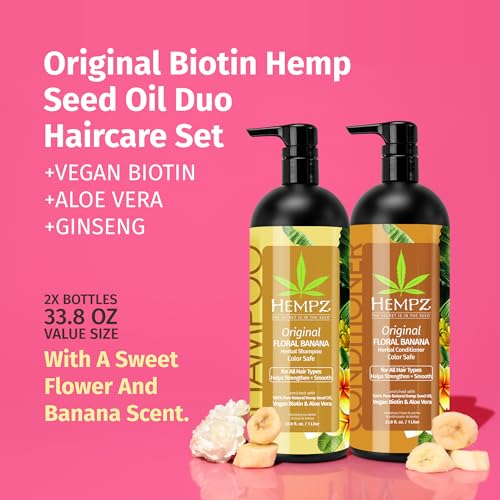Hempz Shampoo & Conditioner Set - Floral & Banana Scent, 33.8 fl oz