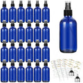 CycleMore 25 Pack 4oz Blue Glass Spray Bottles with Fine Mist Sprayers - Reusable Travel Essential