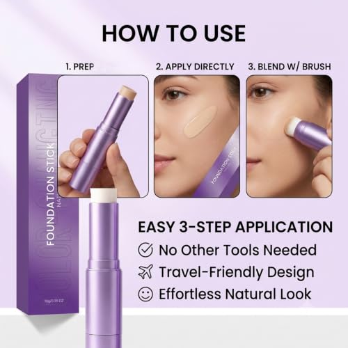 2-in-1 Color Changing Foundation Stick with Brush