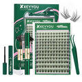KEYYOU LASH Lash Clusters Kit Manga Lashes 8-18mm C Curl Wispy Lash Clusters Ultra-Thin Natural Lashes with Spike Eyelash Extensions 144pcs Fairy False Eyelashes with Remover Bond and Seal£¨F03 Kit£©