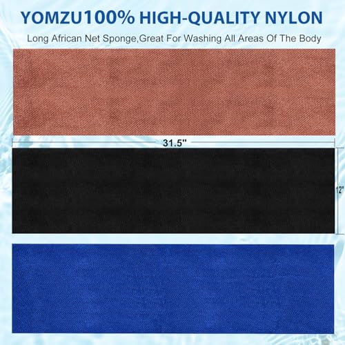 YOMZU African Net Exfoliating Bath Sponge - 6 Pack, 31.4" Long
