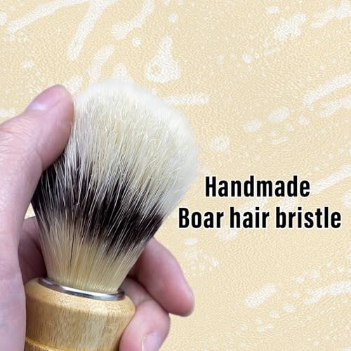 Hand Crafted Pure Boar Bristle Shaving Brush for Wet Shave, Comfortable Bamboo Handle, Shaving Brushes for Men,Soft Bristle, Best Gift for Bearded Man