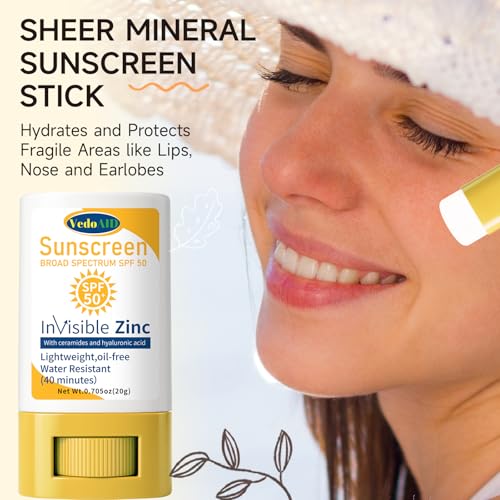 VedoAID Invisible Zinc Sunscreen Stick SPF 50 - Water Resistant & Hydrating
