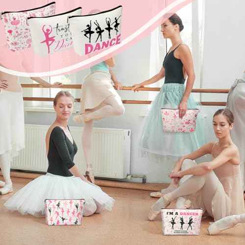 Silkfly 12 Pcs Christmas Dance Makeup Bag Ballet Cosmetic Bag Ballet Lover Gift Christmas Dance Party Favors Princess Party Favors Tutu Supplies Portable Toiletry Zipper Pouch for Women