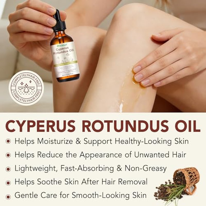 Cyperus Rotundus Oil, Natural Cyperus Rotundus Oil for Hair Removal, Helps Reduce Unwanted Hair Growth, Balances Skin Tone, Minimizes Pores & Moisturizing, Suitable for All Skin Types (1PCS)
