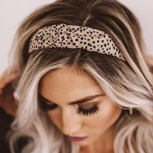 DRESHOW Knotted Headbands for Women - 4 Pack Solid & Patterned Wide Boho Hair Accessories, Non-Slip Fit for Girls & Women, Version 2 Solid + 2 Patterned