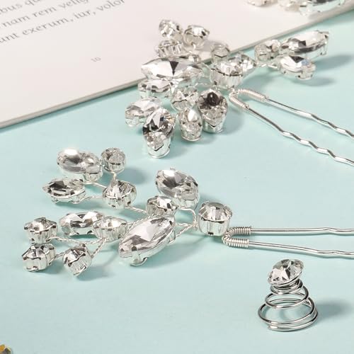12-Piece Bridal Hair Pins Pearl Crystal Wedding Hair Accessories
