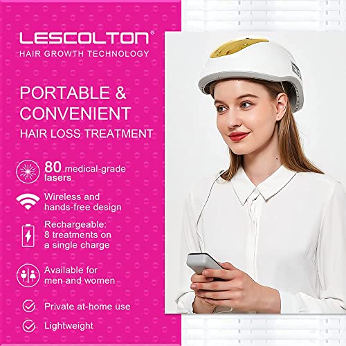 LESCOLTON Hair Growth System, FDA Cleared, 80 Laser Diodes Rechargeable Red Light Therapy Cap & Helmet Hair Regrowth and Hair Loss Treatment Device For Thinning Hair (2nd Generation)