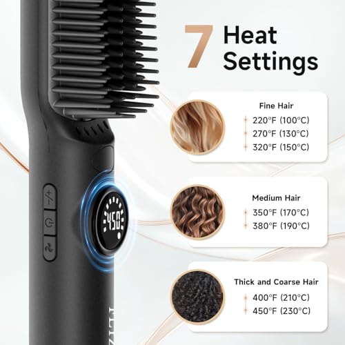 FLYZEMAA Hair Straightener Brush - Portable Ceramic Ion Styling Tool