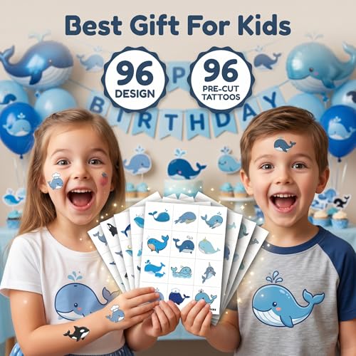 96 Whale Temporary Tattoos Ocean Sea Animals Party Favors