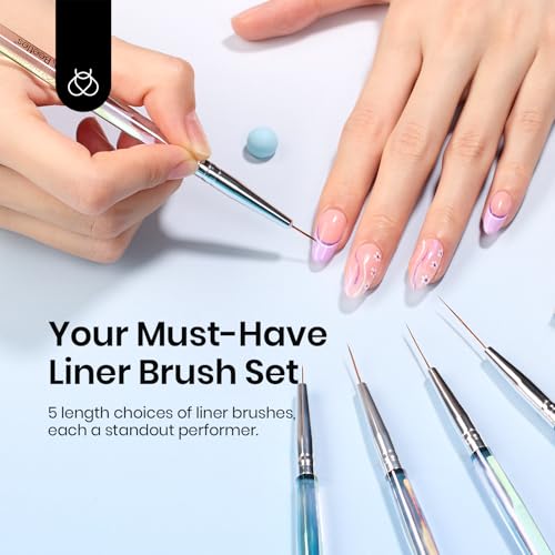 Beetles Nail Art Pens & Brushes Set – 5pcs Clear Variation for Fine & Complex Designs
