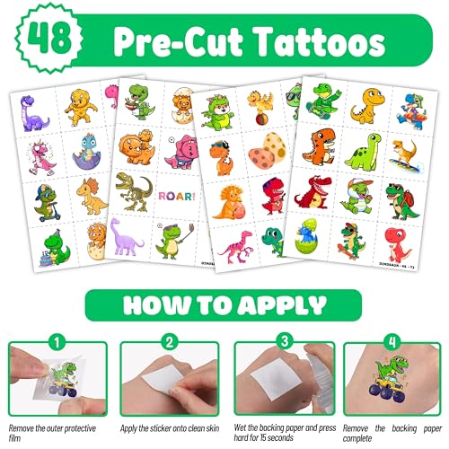 Dinosaur Party Favors 72PC Bundle - Tattoos & Slap Bracelets