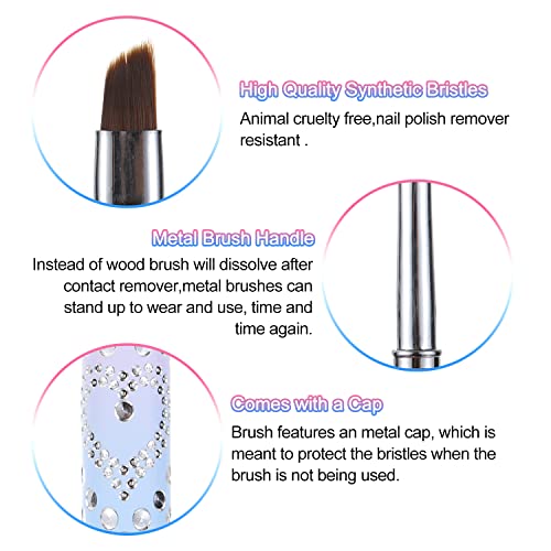2 Pcs Nail Clean Up Brush Set - Acetone Resistant Round & Angled Tips