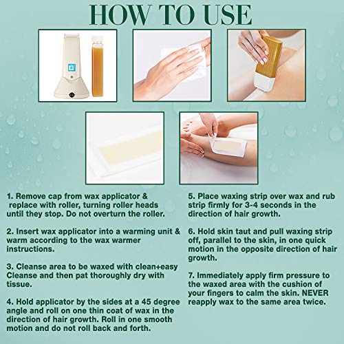 Clean + Easy Large Wax Roller Heads ? Roll On Wax Refill Applicators for Waxing Cartridge, Hair Removal for Legs & Body, 24 Pack
