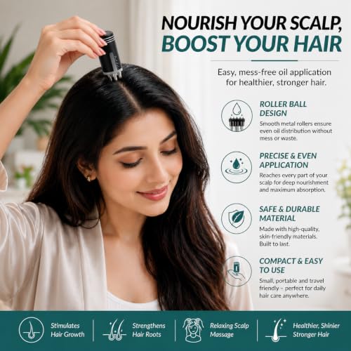 Minoxidil Applicator with 5-Roller Head for Scalp Oils – Savul Shine