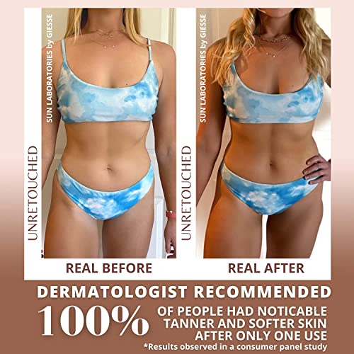 Sun Laboratories By Giesee Tan Overnight Sunless Tanning Lotion 4 oz with Tanning Mitt - Natural Self Tanner, Pregnancy Safe, Organic Sunless Tanner Kit, Extra Dark Self Tanner with Self Tanning Mitt