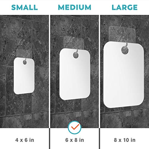 Fogless Shower Mirror with Razor Hook - No Drill Mount