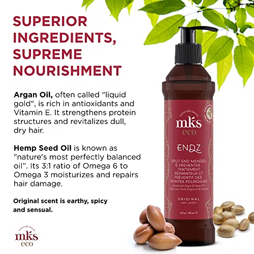 MKS eco, Original Scent - Split End Mender & Preventer - Moroccan Argan Oil, Hemp Seed Oil - Vegan & Cruelty Free