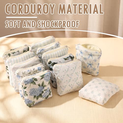 Kacctyen 12 Pcs Floral Bow Makeup Bags - 5x5 Inch Travel Pouches