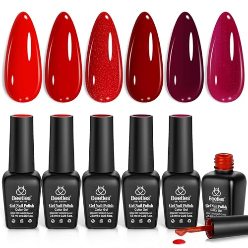 Beetles Red Gel Polish Set - 6 Colors Soak Off LED UV