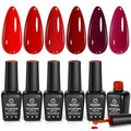 Beetles Red Gel Polish Set - 6 Colors Soak Off LED UV