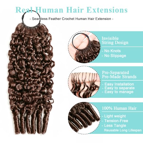 Coliki Burmese Curly Human Hair Crochet Extensions 3 Pack 18 Inch #4 Chocolate Brown