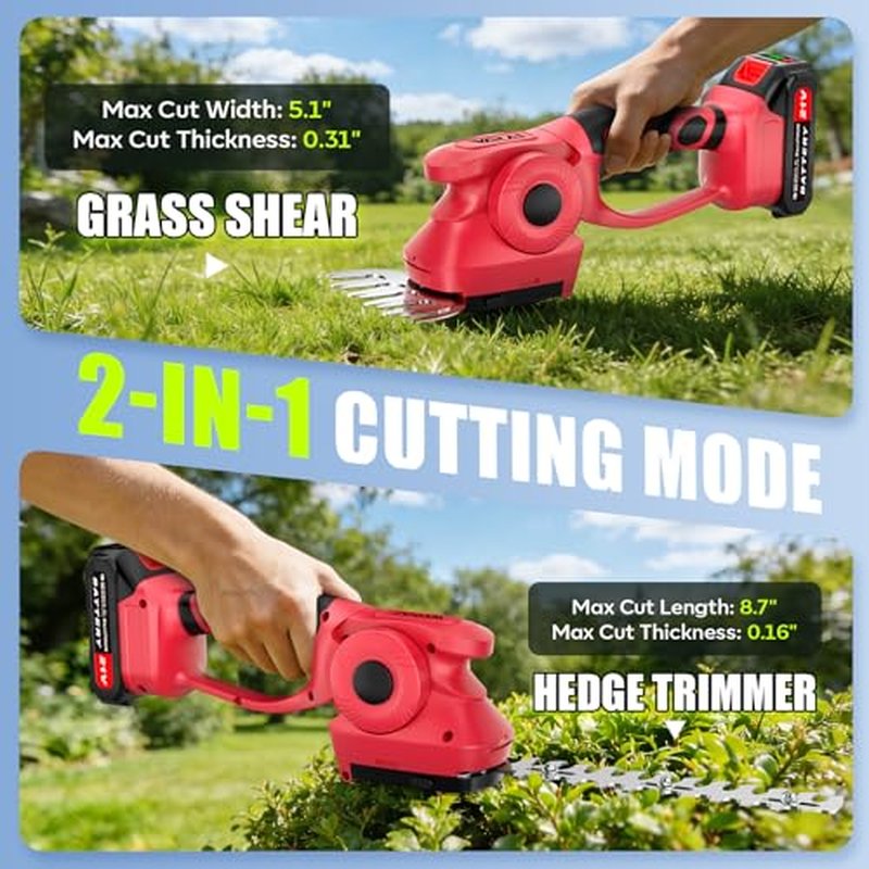 21V Cordless Hedge Trimmer & Grass Trimmer 2-in-1