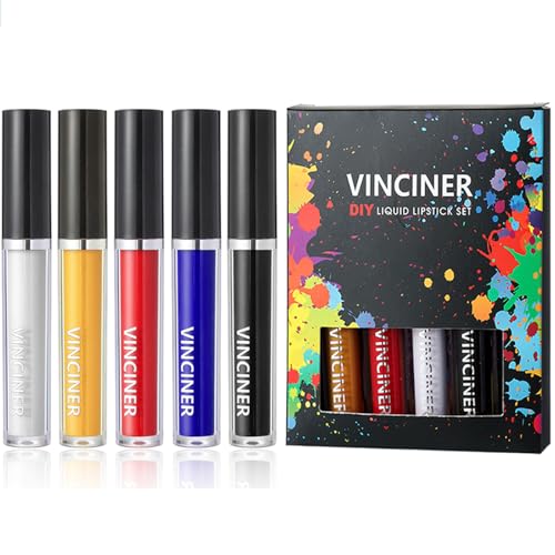 Matte Liquid Lipstick Sets - 5pcs Halloween Lip Gloss Makeup Supplies to Make Your Own Lip Gloss Shades, DIY Makeup Lip Stain for Halloween Masquerade Party Stage Daily Use Make Up