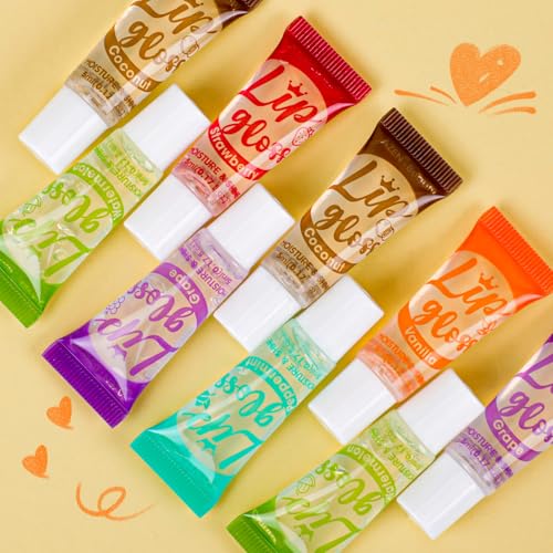 AZEN 24 Pack Lip Gloss Set with Vitamin E & Coconut Oil