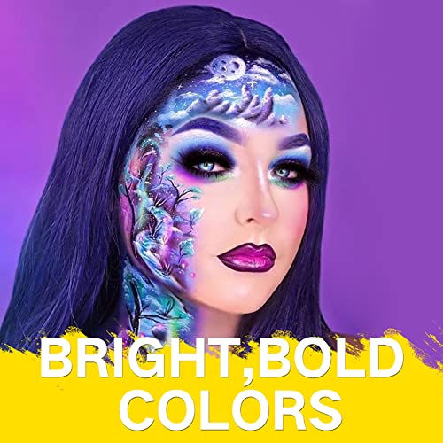 MEICOLY Neon Blue Face Paint,Water Activated Face Paint,Glow in The Dark Full Body Paint,Washable Non-toxic Fluorescent Single Color Body Paint,1.05oz,Neon Pastel Blue/UV Light Blue