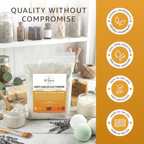 White Kaolin Clay Powder USP GRADE (1 LBS / 16 oz) 100% Natural USP Grade | Facials, Face Mask, Soap Making, Creams, Lotions, Bath Bombs | aka White Clay & China Clay Powder | 1 Pound