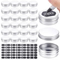 99Pcs Round Tin Cans, 1 oz/30ml Aluminum Containers with Screw Lid Small Tins with 5 Sheets Paper Label Travel Cosmetic Containers for Lip Balms Lotion Bars Candles Christmas(Silver)