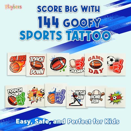 Playbees Sports Temporary Tattoos 144 Pack