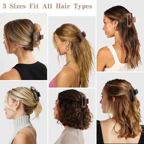 3 Styles Hair Clips for Women - 12 PCS Small Medium Big Claw Clips for Thin Thick Hair, Neutral Colors