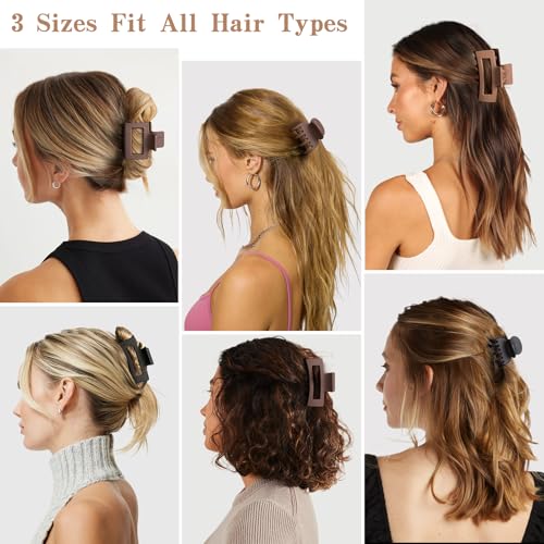 12-Piece Hair Claw Clips Set for Women—Small, Medium & Large All-Purpose Hair Pins (Black) by Tisenla
