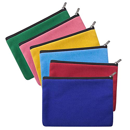 Aspire 6-Pack Multi-Purpose Cotton Canvas Bags, 7 x 5 Inch DIY Craft Pouches (6 Colors)