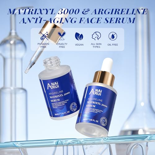 ANAI RUI 10% Argireline Serum+ Matrixyl 3000 Pure Hyaluronic Acid For Face Deep Wrinkle Reducer,Anti-Aging, Collagen Boosting, Peptides Serum for Face1.05 Fl.oz