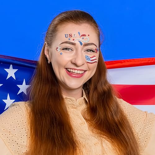 USA Flag Face Gems - Self-Adhesive Patriotic Stickers (2PCS)