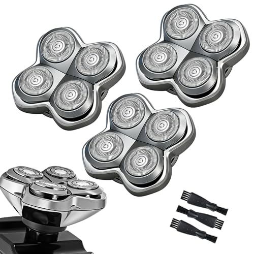 Pro 4 Shaver Replacement Heads Compatible with Skul Pitbulls Gold PRO, Silver PRO, Platinum PRO, Butterfly Kiss PRO Head Shavers, Floating 4 Heads for a Fast, Close and Smooth Shave (3 Pcs)