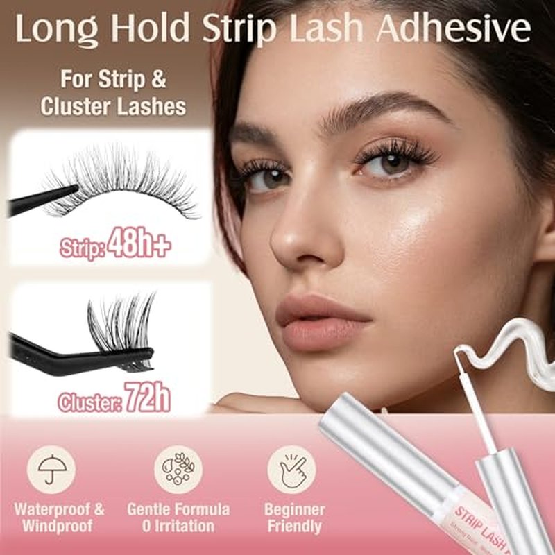 LASHVIEW Strong Hold Eyelash Glue for Sensitive Eyes - Waterproof, Latex-Free, 5ml