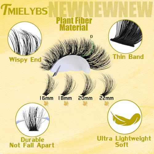 Lash Clusters 16-22mm Long Cluster Eyelash Extensions Thick D C Eyelash Clusters 240pcs Waterproof Individual Lashes Soft Wispy False Eyelashes DIY Volume Lash Extension at Home, by TMIELYBS